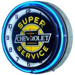 18" Chevrolet Neon Clock - Super Service with Free Shippi