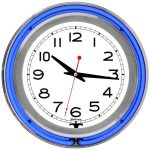 Trademark 3 in. x 14 in. Blue Double Ring Neon Clock 99-1099BL .