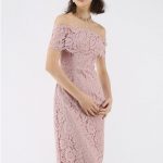 Flourishing Blooms Lace Off-Shoulder Dress in Pink - Retro, Indie .