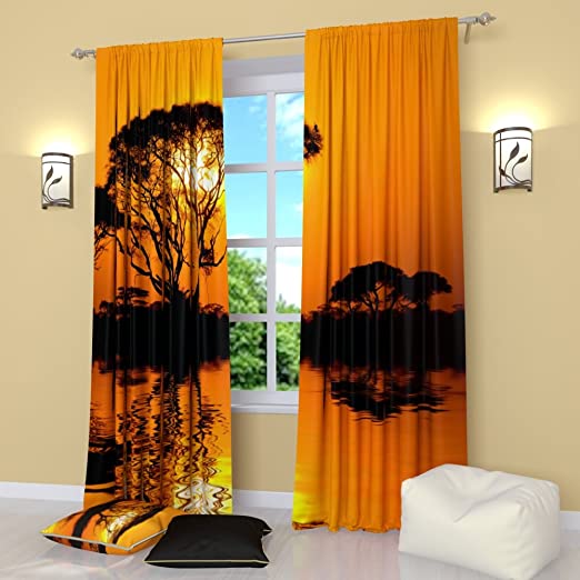 Amazon.com: Factory4me Orange Curtains Collection Sunset in .
