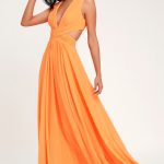 Vivid Imagination Bright Orange Cutout Maxi Dress | Bright orange .