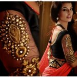 Black and orange saree with gorgeous blouse. (With images .