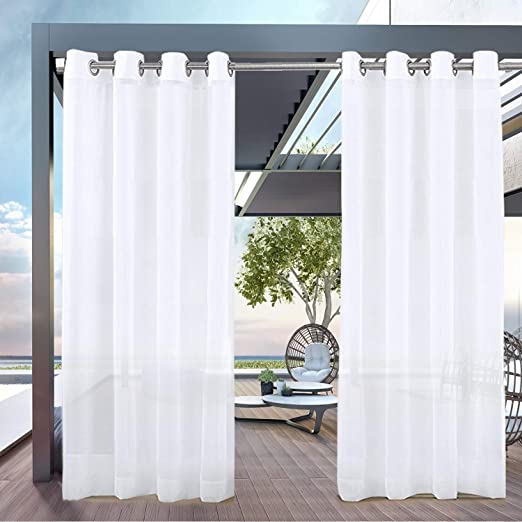 Amazon.com: PRAVIVE Outdoor Sheer Curtains 84 - Waterproof Grommet .