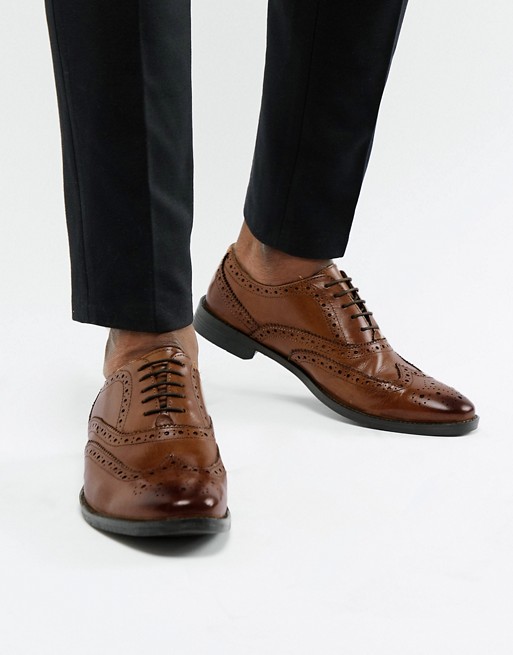 ASOS DESIGN oxford brogue shoes in tan leather | AS