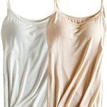 Womens Modal Built-in Bra Padded Camisole Yoga Tanks Tops at .