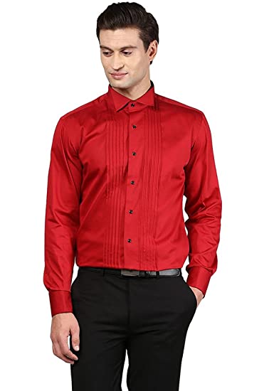 Buy SSB Men's Cotton Party Wear Solid Red Shirts Size XL at Amazon.