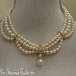 Necklace Bracelet Earrings Set Pearl Wedding Jewelry 3 strands .