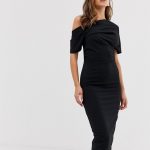 ASOS DESIGN pleated shoulder pencil dress | AS