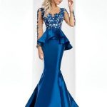 Long Sleeves Lace Peplum Mermaid Evening Dresses by Clarisse 4701 .