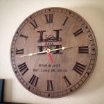 This Family Name Clock is carved on wood and each one is custom .