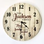 Amazon.com: Personalized Rustic Wood Print Clock 18" Diameter .