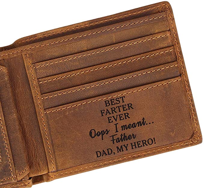 Dad's Wallets - Customize Engraved Leather Men Wallet .
