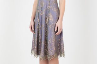 Petite Kristen Dress in Bronze and Violet Lace by Nancy Mac - Bomb .
