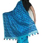 Hand Embroidered Blue Phulkari Saree – Just Phulka