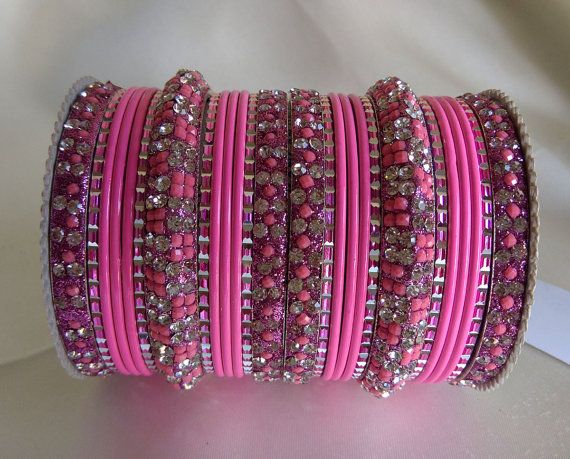 Pink Color Indian Designer Bangles Set Women by Shoppingover (With .