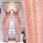 Elegant Curtains Pink Rose Pattern Embroidered Polyester (No Valanc