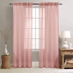 Amazon.com: jinchan Sheer Curtains Pink 95 inches Long for Bedroom .