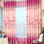 Bedroom Print Polyester Clover Hot Pink Curtai