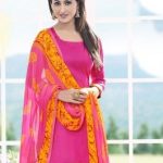 Fantastic Pink & Yellow Coloured Unstitched Patiala Suit | Salwar .