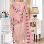 SareeBuzz Pink Georgette Embroidered Work Designer Salwar Suit .