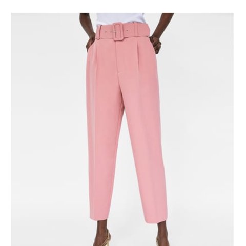 ZARA belted pink trousers Cigarette pants Worn... - Dep
