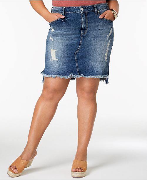 Seven7 Jeans Seven7 Trendy Plus Size Distressed Denim Skirt .