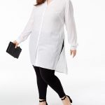 INC International Concepts INC Plus Size Long Linen Tunic Shirt .