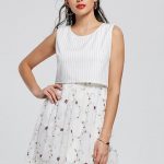 26% OFF] 2020 Embroidery Striped Mini Popover Dress In WHITE | ZAF