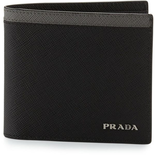 Prada Saffiano Leather Wallet Bi-Fold Wallet (1.565 RON) ❤ liked .