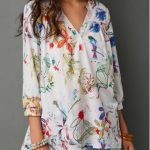 Printed Three Quarter Sleeve Split Neck Blouse (With images .