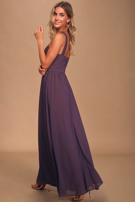 Beautiful Dusty Purple Dress - Maxi Dress - Halter Dre