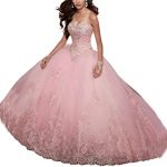 SweetBei Women's Lace Appliques Sweet 15 Ball Gowns Tulle .