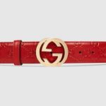 Red Gucci Signature leather belt | GUCCI®