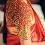 22. Red Pattu Saree Blouse With Golden Embroidery (With images .