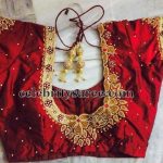 Red Blouse with Floral Maggam Work | Red blouses, Blouse patterns .