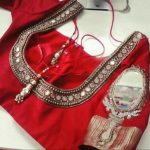 Red colour blouse work | Awesome blouse, Mirror work blouse, Saree .