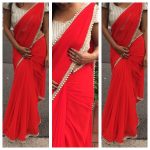 Red saree paired with pearl blouse (With images) | Saree blouse .