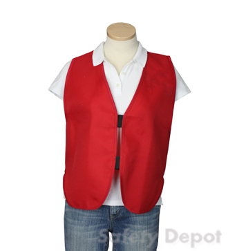 Red Women's Safety Vest, Plain Red, Red Ve