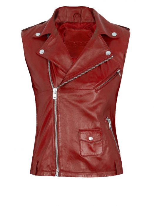 Women Red Leather Biker Vest - Right Choice For This Seas