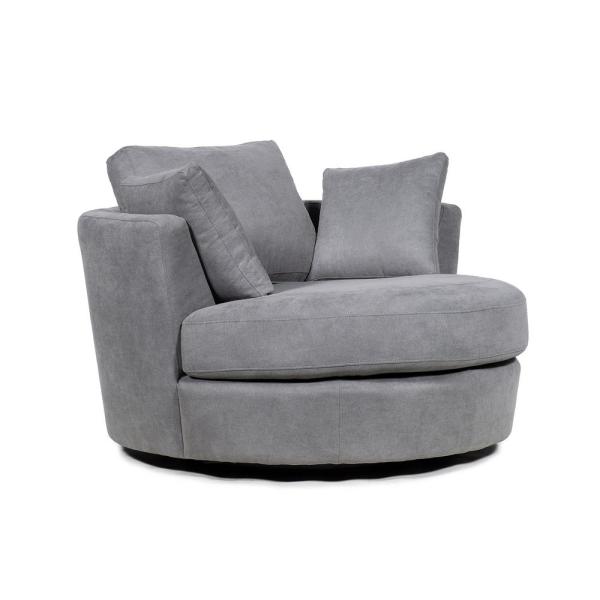 Boyel Living 36 in. Storm Fabric Swivel with Toss Pillows Round .