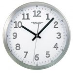 Timekeeper 9" Round Clock Brushed Metal Rim White Dial Brushed .