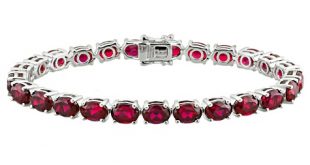 Red Lab Created Ruby Sterling Silver Bracelet 28.50ctw - DOCX394 .