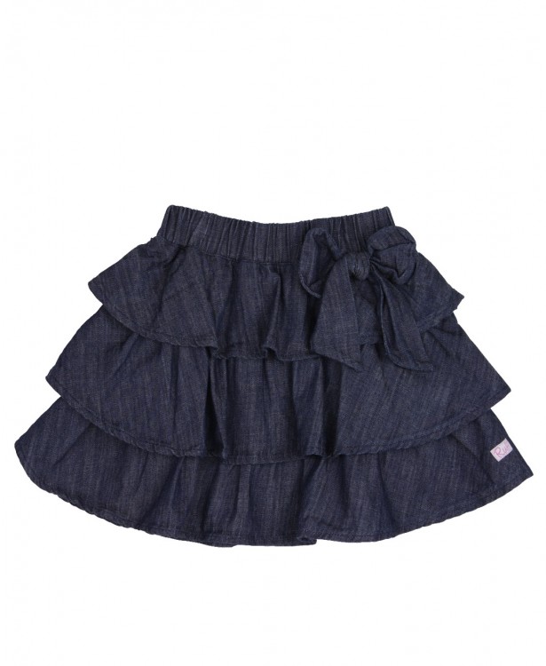 Girls Ruffled Denim Skirt | Denim Skirt with Bow | Ruffle But