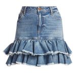Alice + Olivia Jeans - Good High-Rise Ruffle Denim Skirt - saks.c