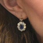 Sapphire & Diamond Oval Drop Earrings - Kate Middleton Earrings .