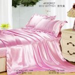 Pink silk satin bedding set king size queen quilt duvet cover bed .