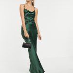 ASOS DESIGN cami maxi slip dress in high shine in satin with lace .