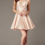 Short Semi-Formal Pink Satin Party Dress - PromGi
