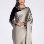 Black and Grey Satin Saree | Satin saree, Indian saree blouses .