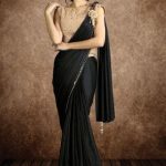 Butterfly Pallu Lycra Shimmer Saree in Black (With images) | Party .